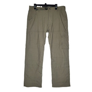 prAna Stretch Zion Pant II Men 35x30 Green Nylon Straight Climbing Hiking Vented